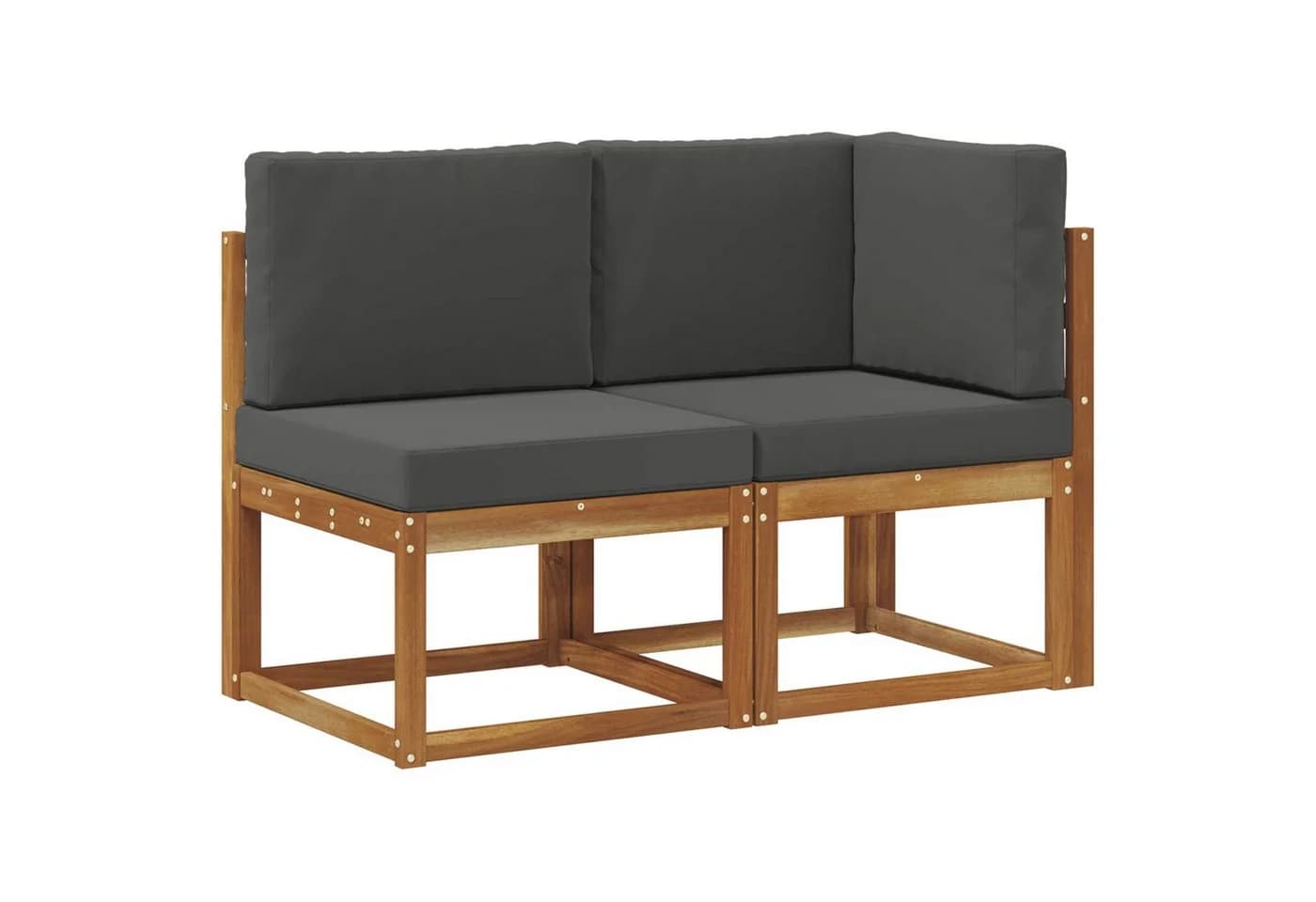 vidaXL Outdoor Sofa Set 2-tlg. Mittel- und Ecksofa Massivholz Natur/Grau - Bild 2
