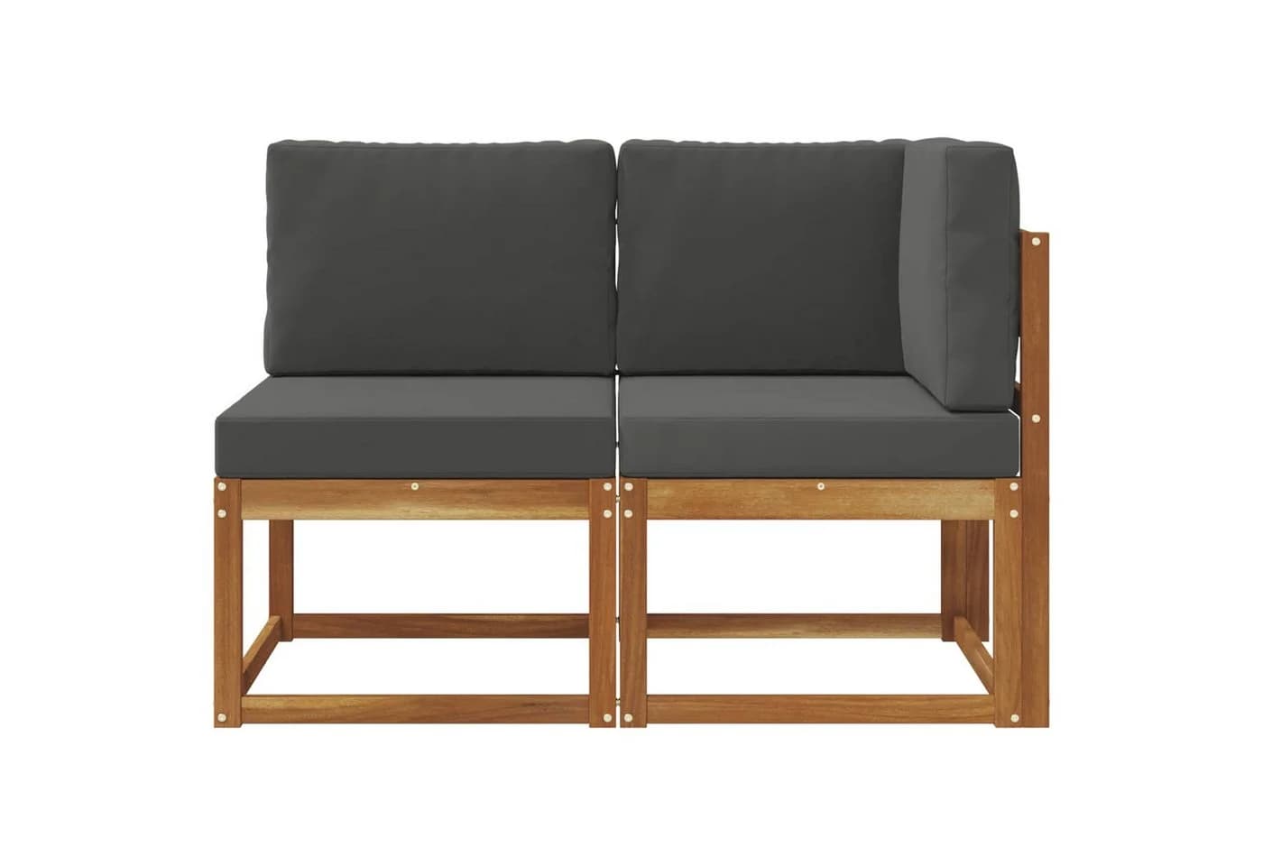 vidaXL Outdoor Sofa Set 2-tlg. Mittel- und Ecksofa Massivholz Natur/Grau - Bild 3