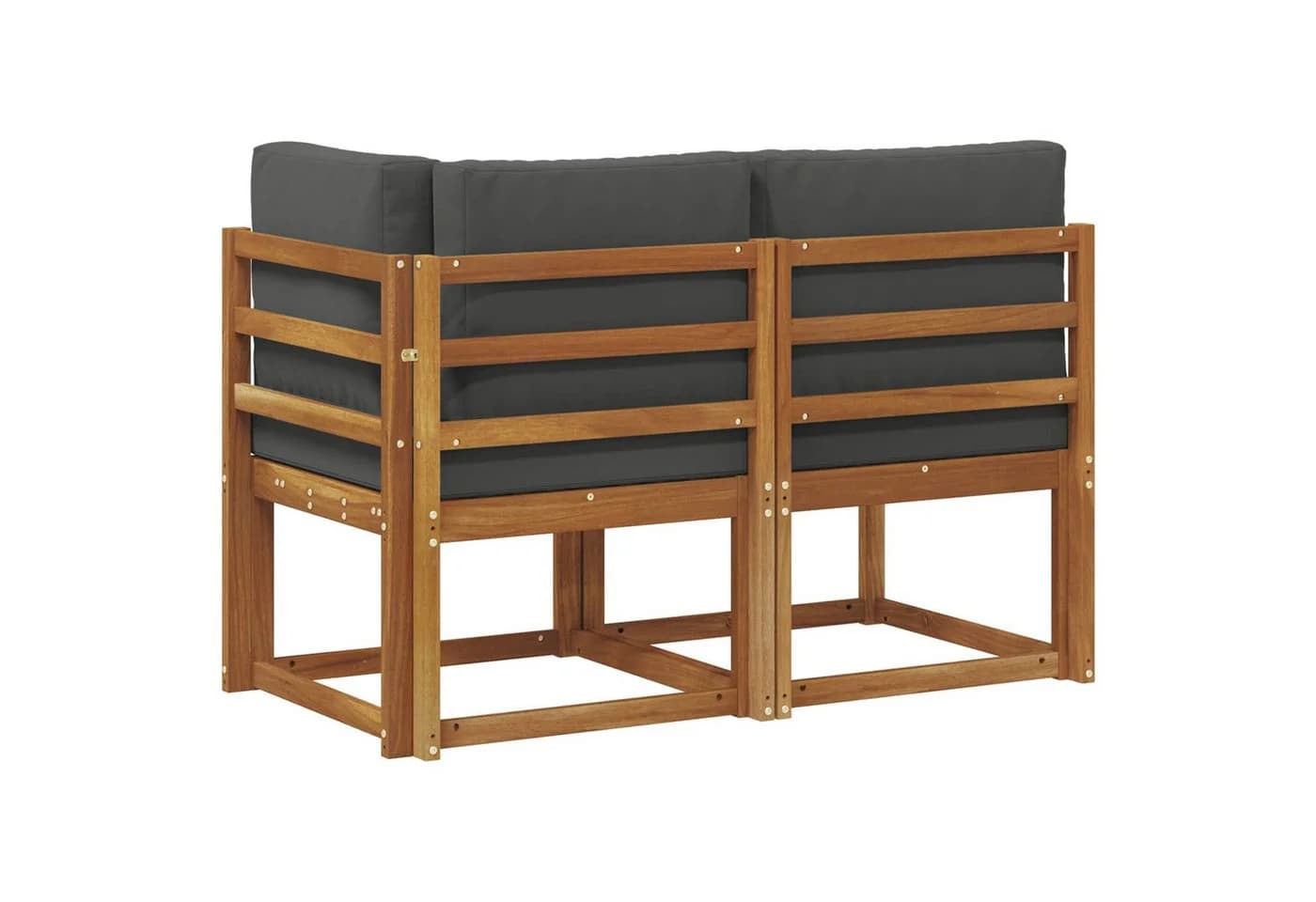 vidaXL Outdoor Sofa Set 2-tlg. Mittel- und Ecksofa Massivholz Natur/Grau - Bild 5