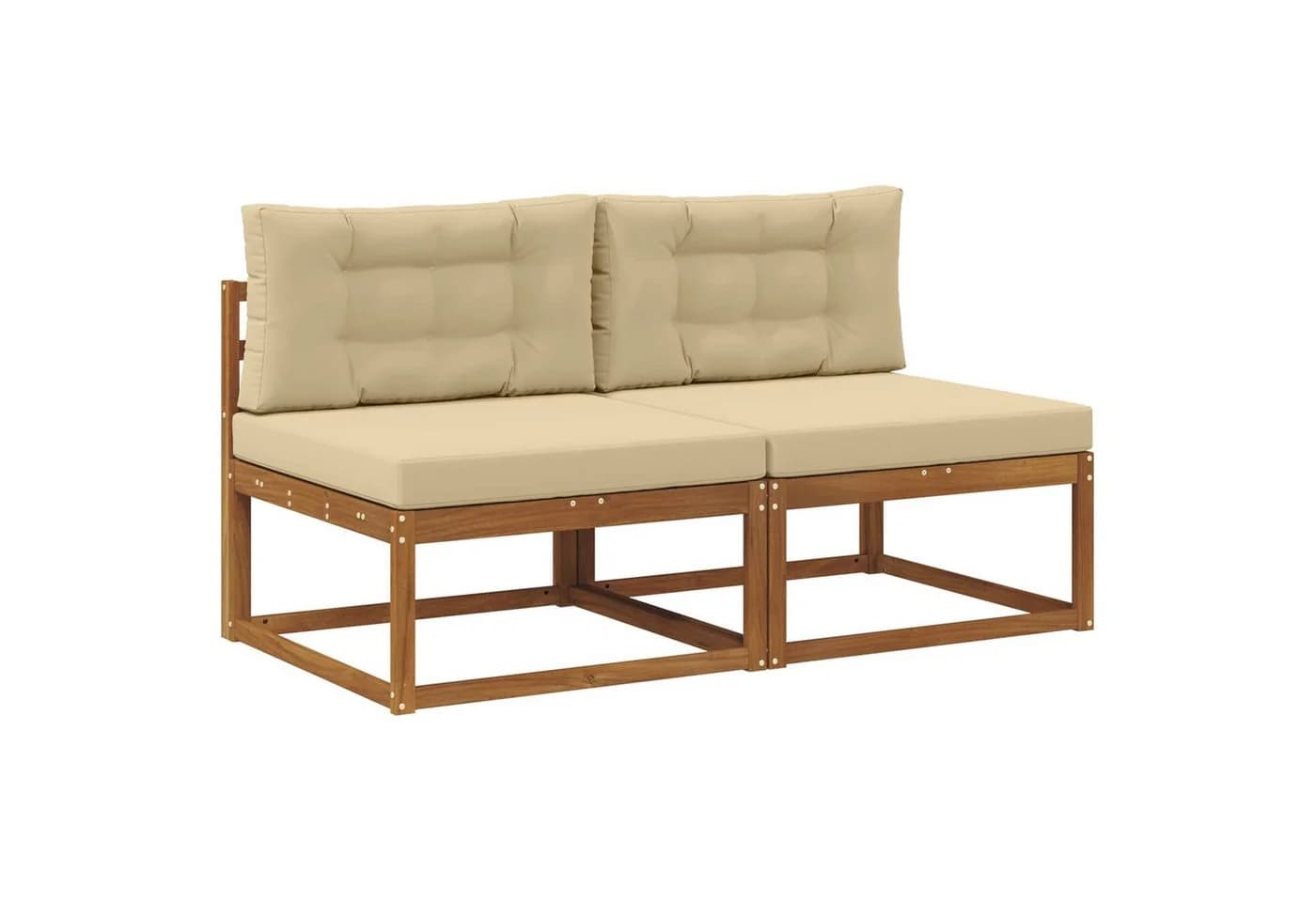vidaXL Sofaelement Outdoor Mittelsofa mit Kissen 2 Stück Natur - Bild 2