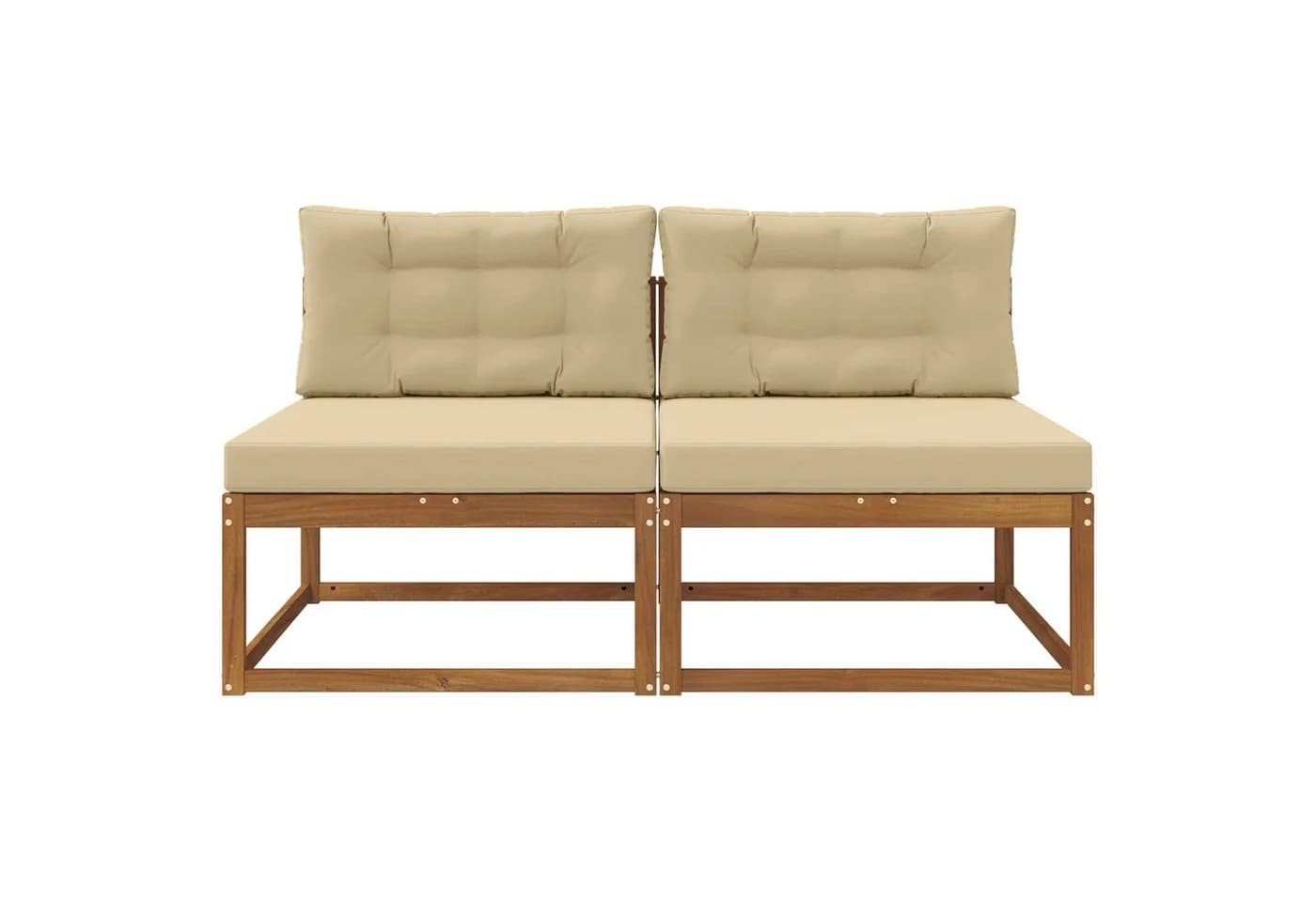 vidaXL Sofaelement Outdoor Mittelsofa mit Kissen 2 Stück Natur - Bild 3