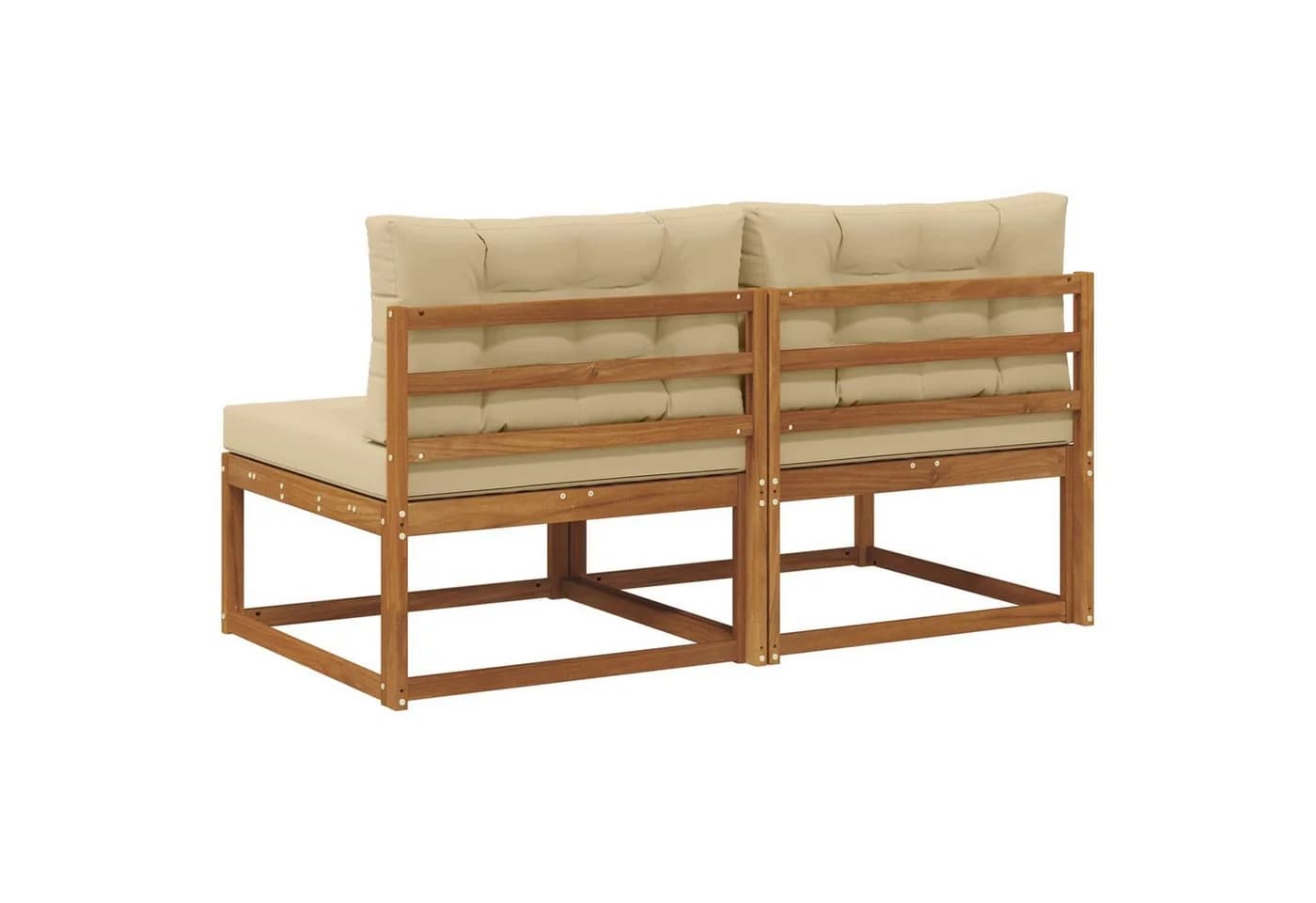 vidaXL Sofaelement Outdoor Mittelsofa mit Kissen 2 Stück Natur - Bild 5