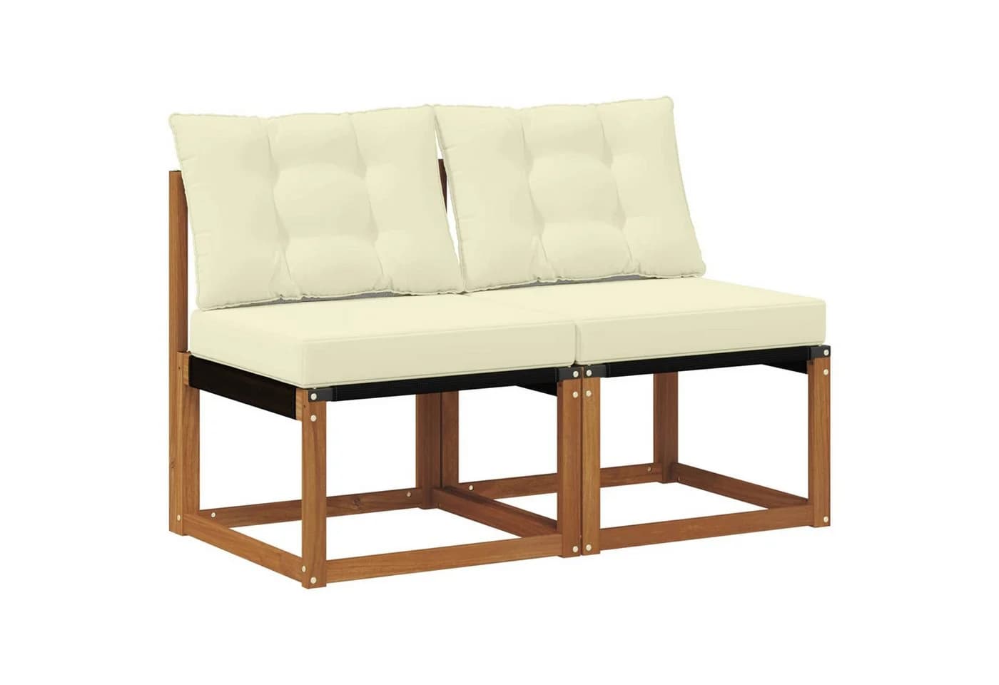 vidaXL Sofaelement 2 Stück Outdoor Mittelsofa Beige Akazienholz - Bild 2