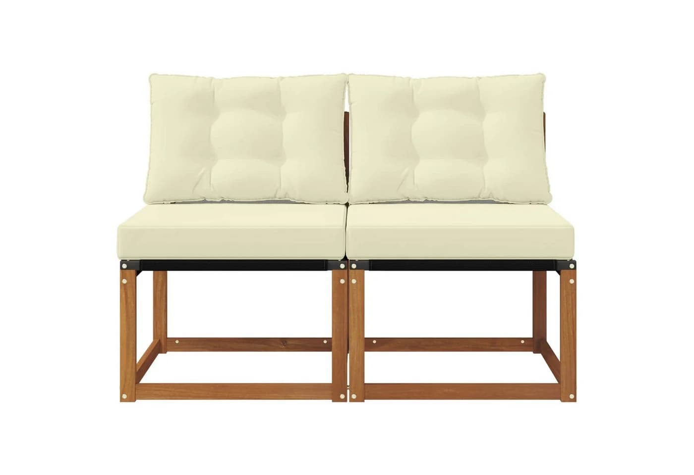 vidaXL Sofaelement 2 Stück Outdoor Mittelsofa Beige Akazienholz - Bild 4