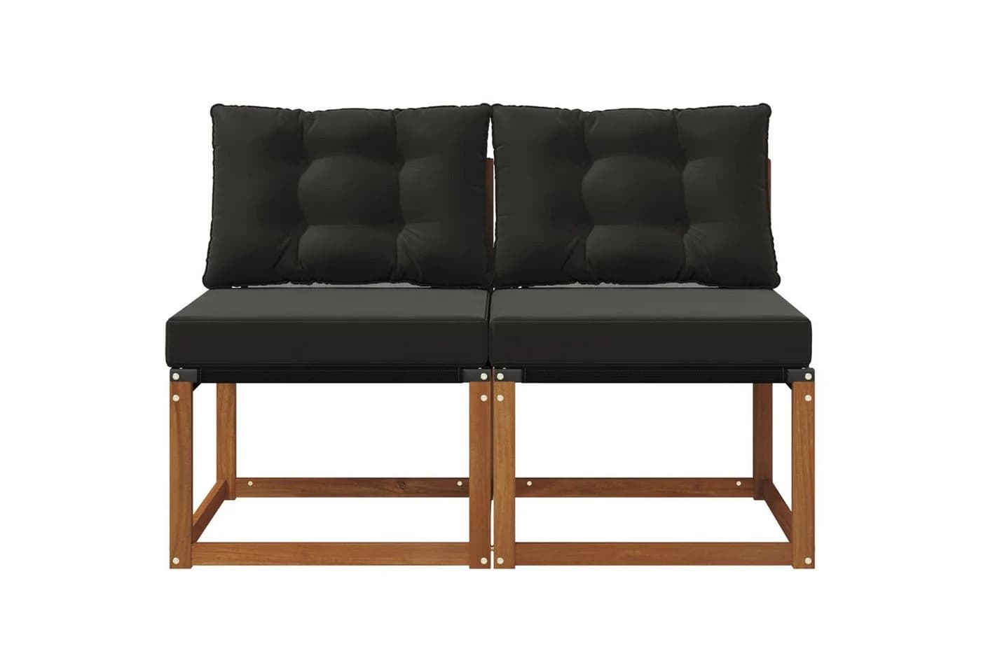 vidaXL Sofaelement 2 Stück Outdoor Mittelsofa Schwarz Massivholz - Bild 4