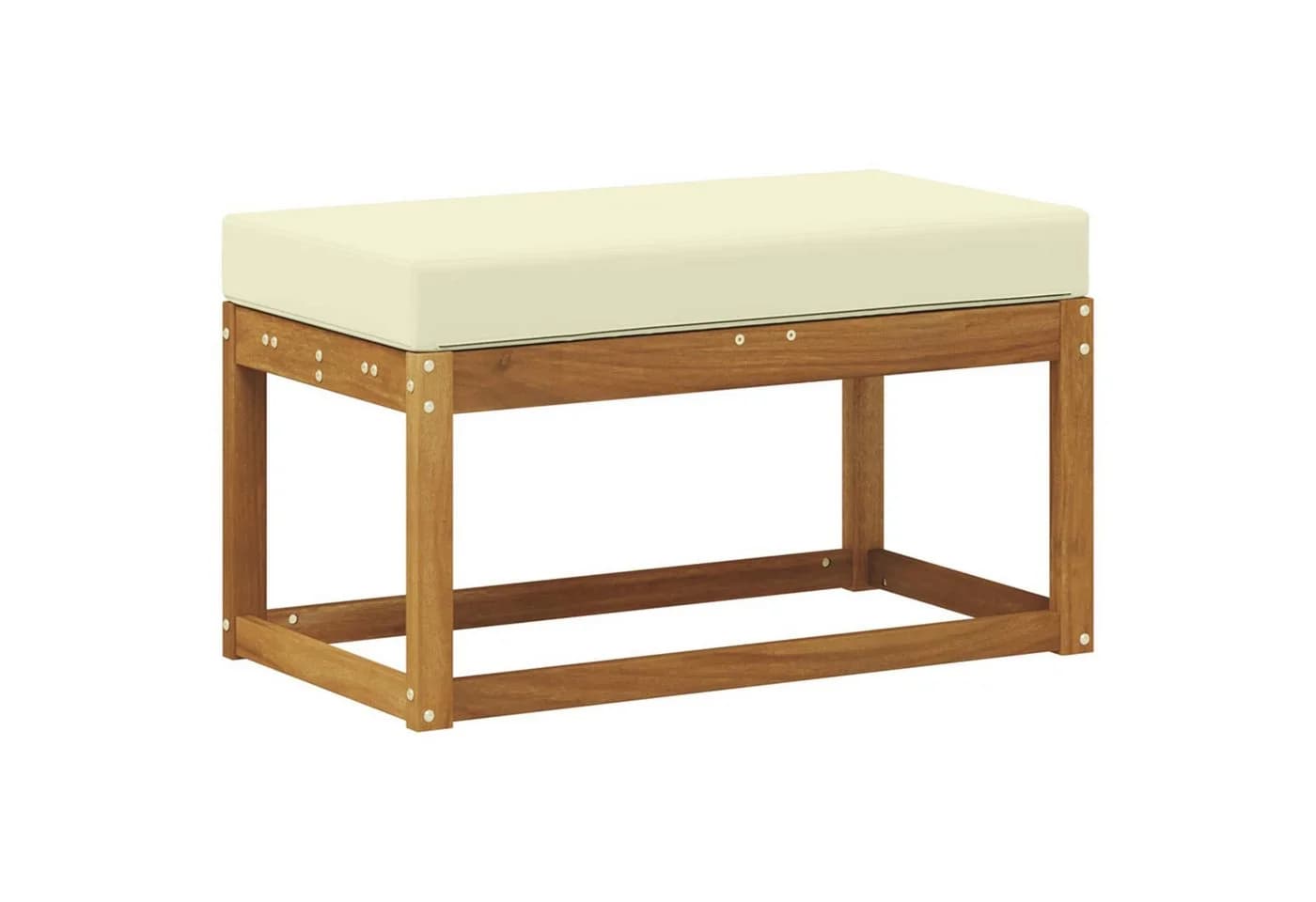 vidaXL Sofaelement Outdoor Hockerbank mit Kissen Natur und Creme - Bild 5