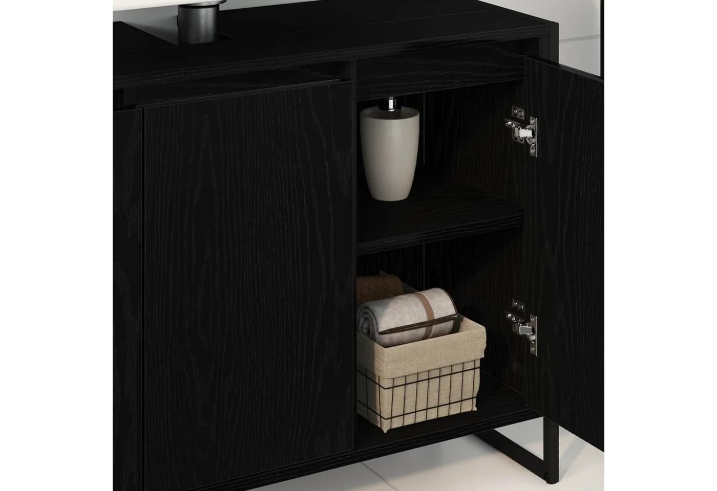 vidaXL Badezimmerschrank Schwarz Eichen-Optik Industrie-Stil - Bild 4