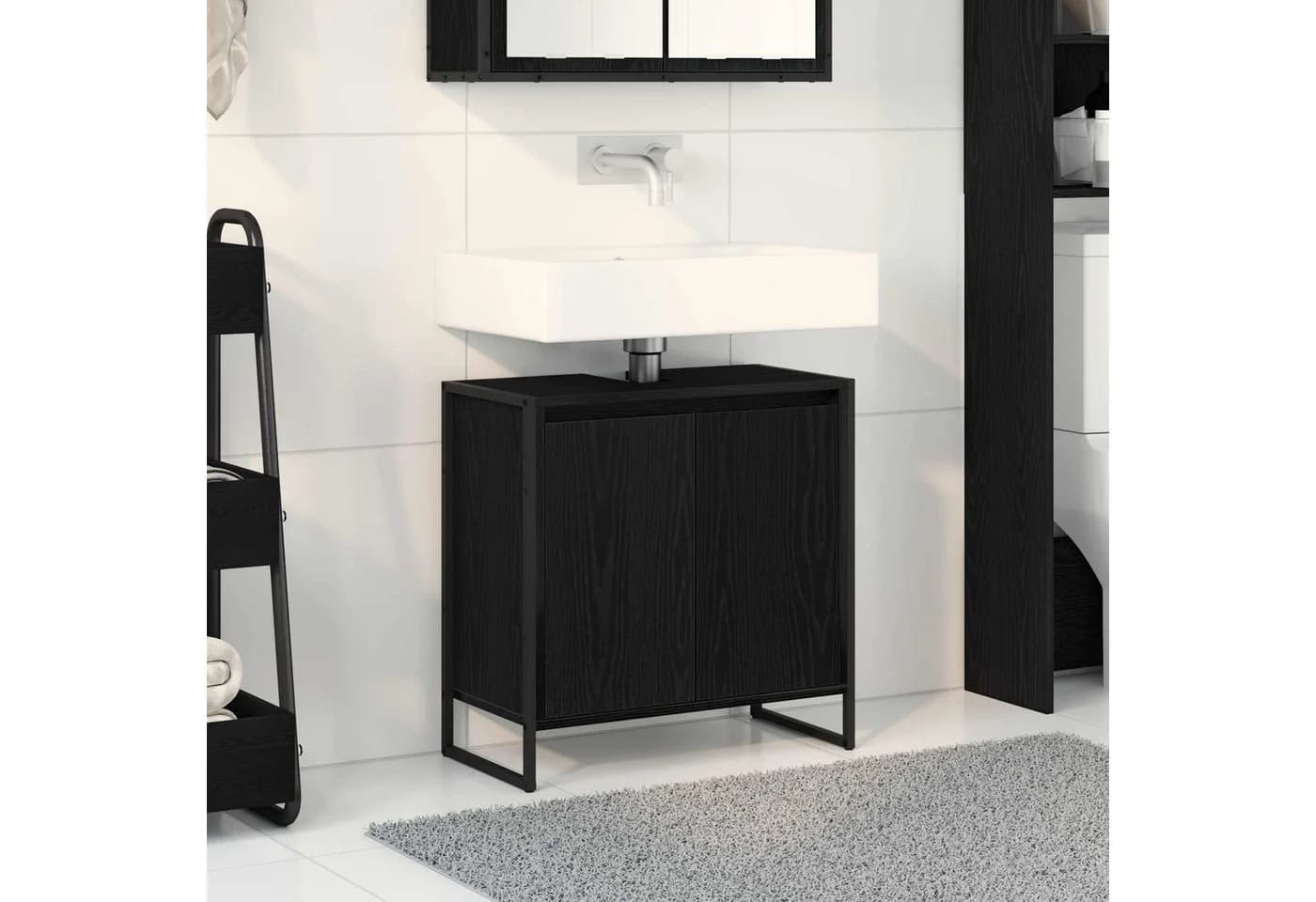 vidaXL Badezimmerschrank Schwarz Eichen-Optik 60x30x60 cm