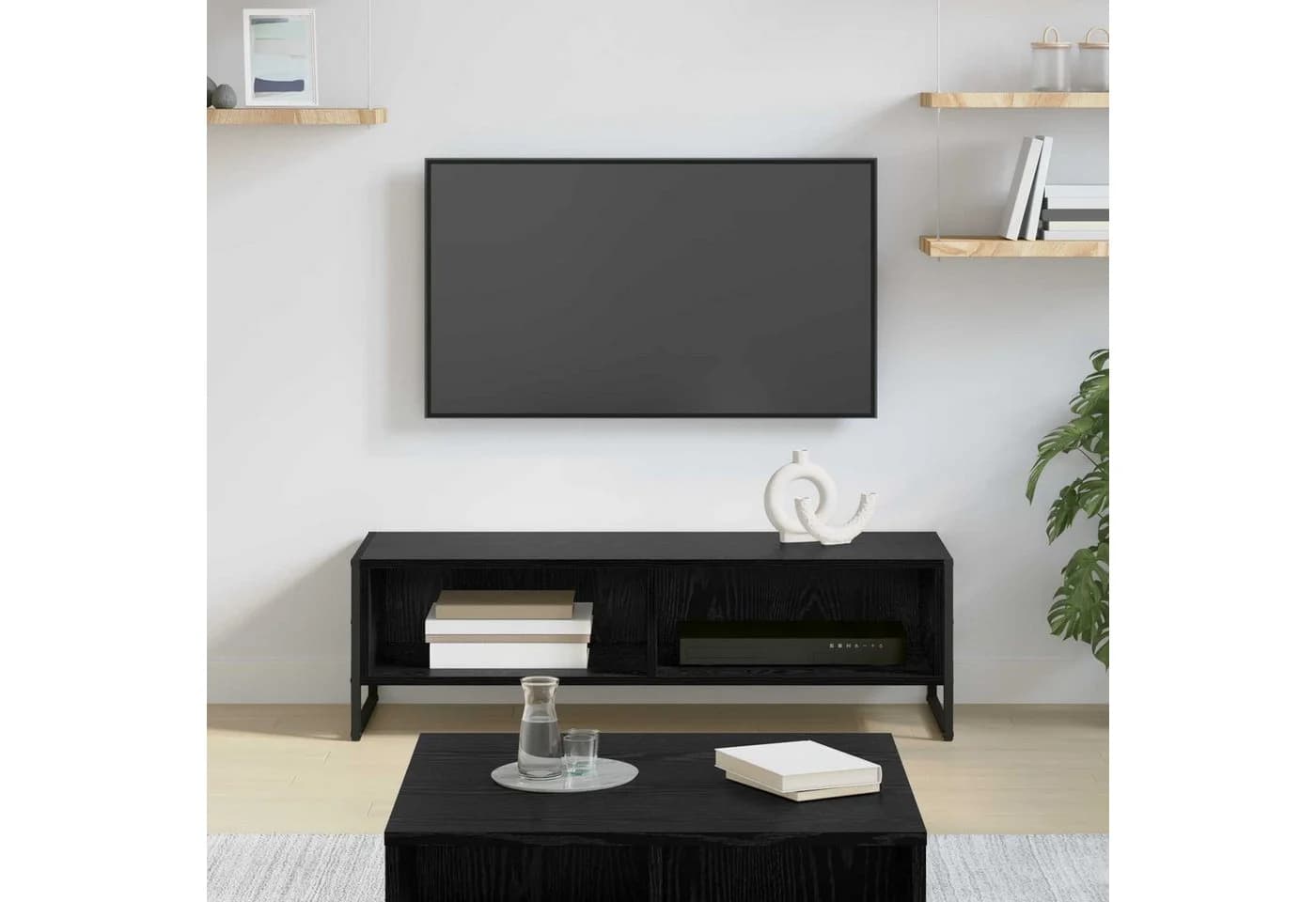 vidaXL TV-Schrank Schwarz Eichen-Optik Industrial Design