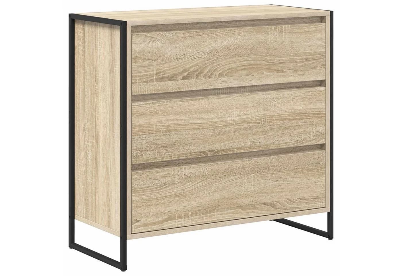 vidaXL Sideboard Sonoma 3 Schubladen Holzwerkstoff Stahlbeine - Bild 2