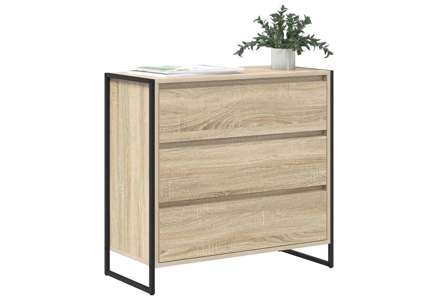 vidaXL Sideboard Sonoma 3 Schubladen Holzwerkstoff Stahlbeine - Bild 3