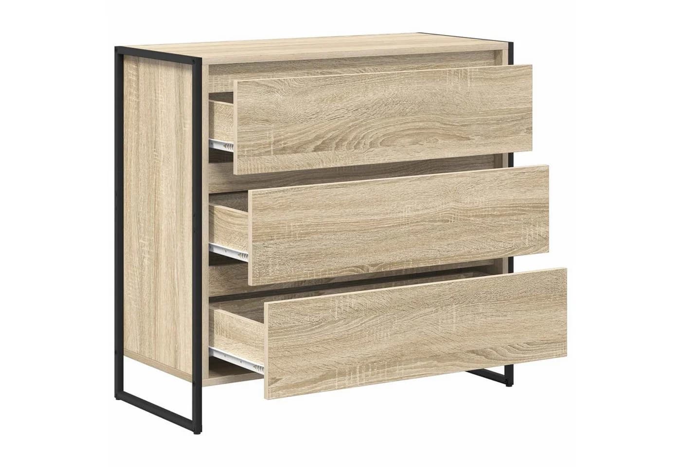 vidaXL Sideboard Sonoma 3 Schubladen Holzwerkstoff Stahlbeine - Bild 5