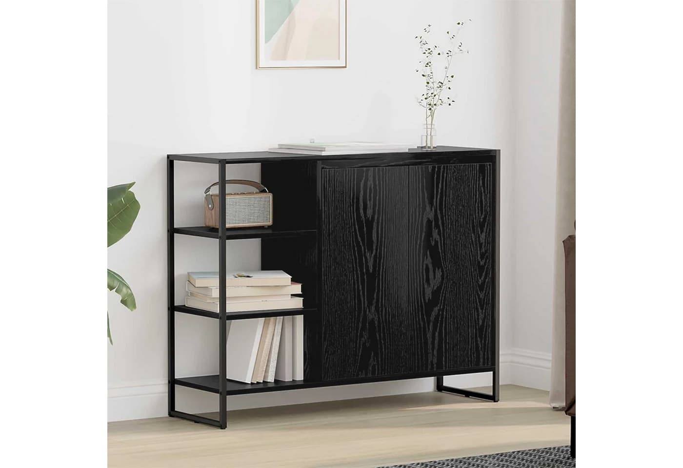 vidaXL Sideboard Seitenschrank Schwarz Eichen-Optik