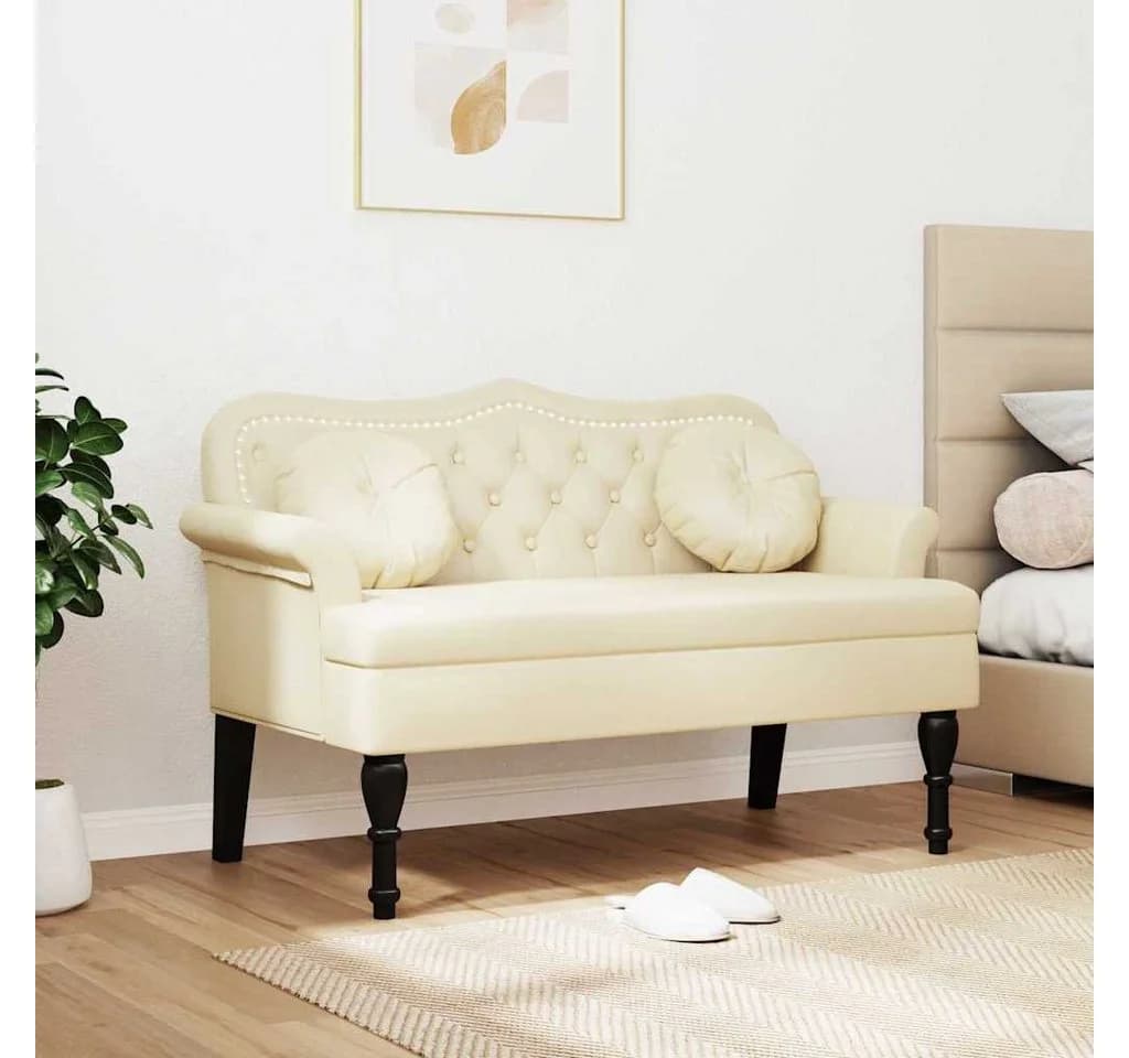 vidaXL Chesterfield Sitzbank Creme Kunstleder mit Knopfheftung - Bild 3