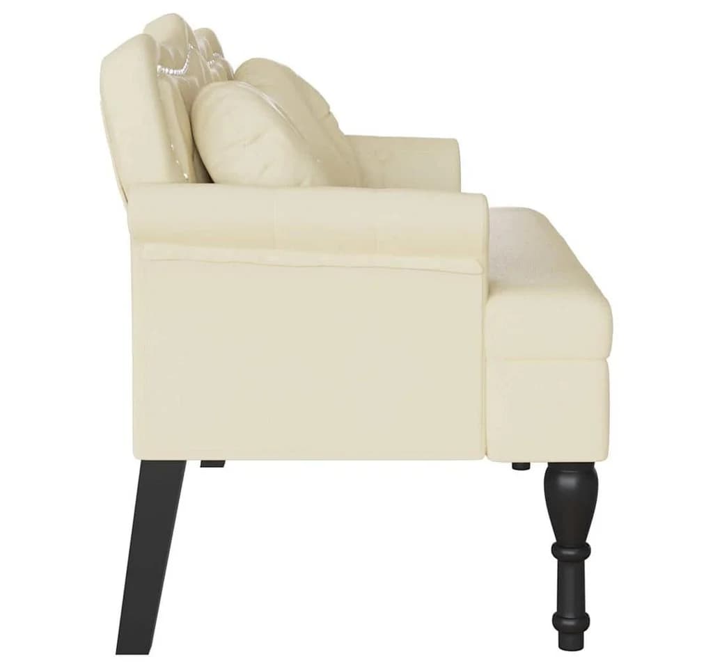 vidaXL Chesterfield Sitzbank Creme Kunstleder mit Knopfheftung - Bild 5