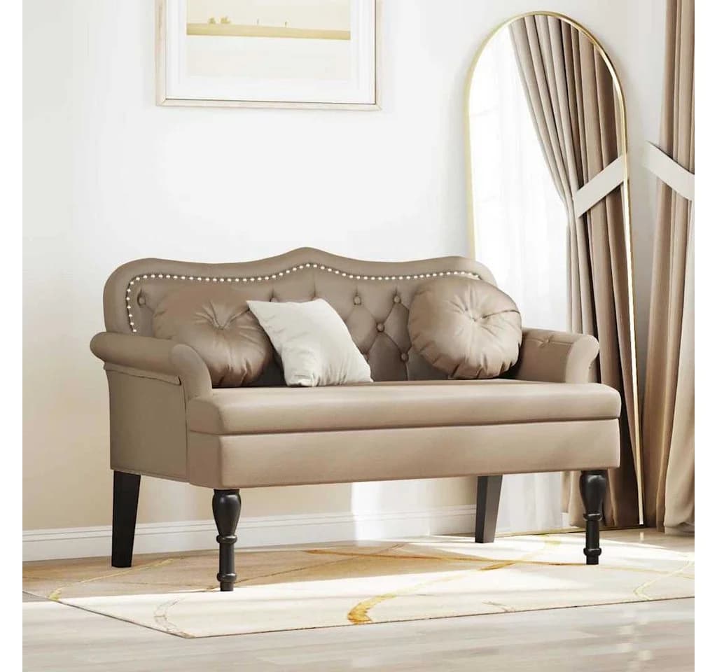 vidaXL Chesterfield Sitzbank Kunstleder Cappuccino mit Knopfheftung