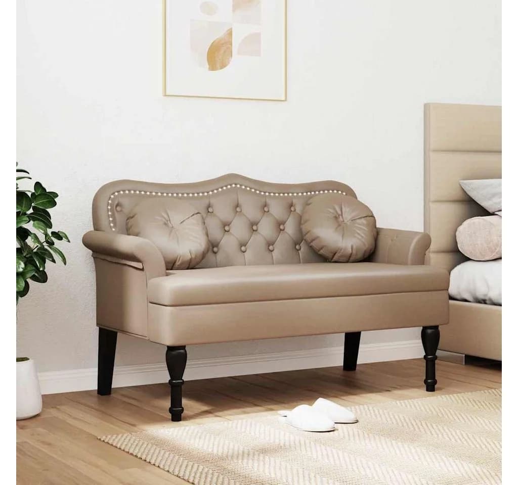 vidaXL Chesterfield Sitzbank Kunstleder Cappuccino mit Knopfheftung - Bild 3