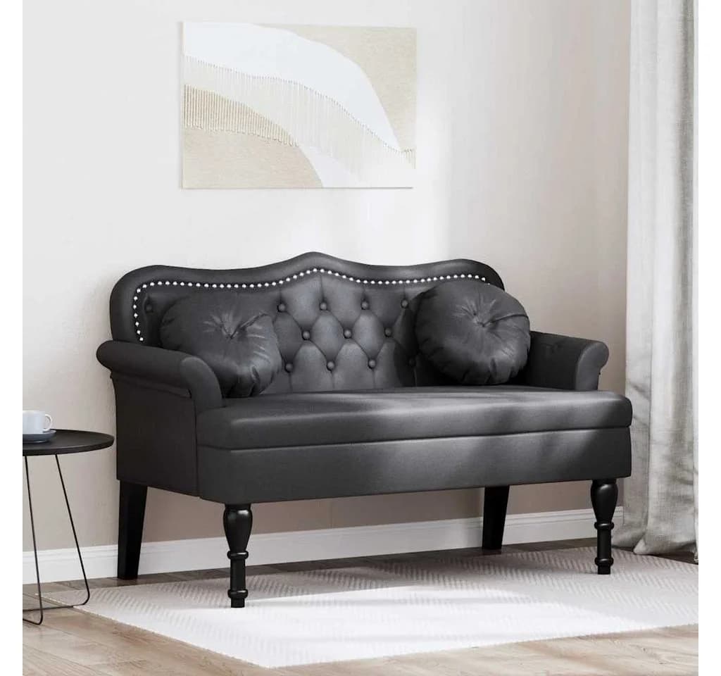 vidaXL Sitzbank Chesterfield Bank Schwarz Kunstleder