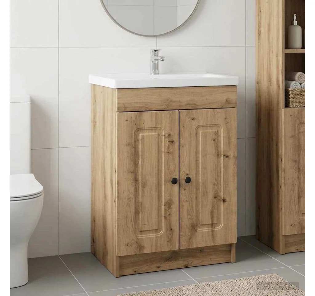 vidaXL Badezimmerspiegelschrank Artisan-Eiche Unter dem Waschbecken