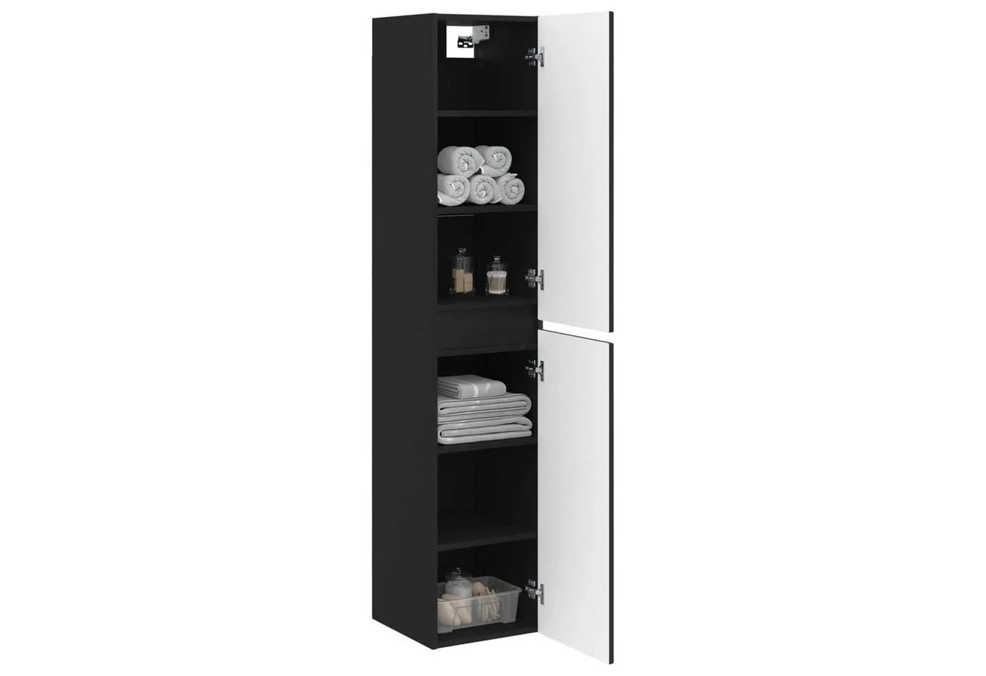 vidaXL Badezimmerspiegelschrank Wandmontiert Schwarz Holzwerkstoff - Bild 3