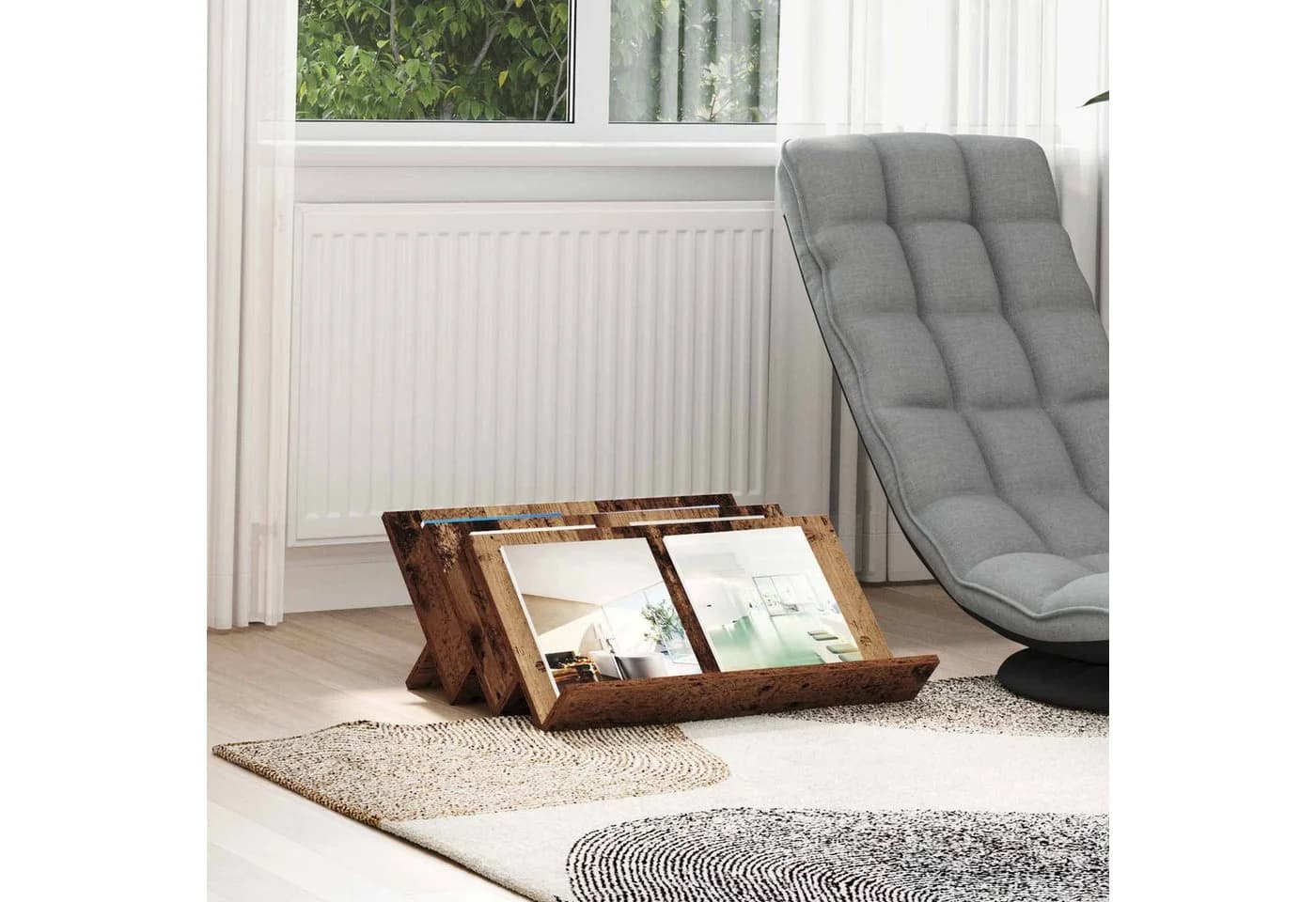 vidaXL Zeitungsständer Magazinregal Altholz Holzwerkstoff