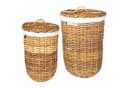 vidaXL Wäschekorb-Set 2 Stk. Kubu-Rattan mit Deckel Naturbraun Bild 2