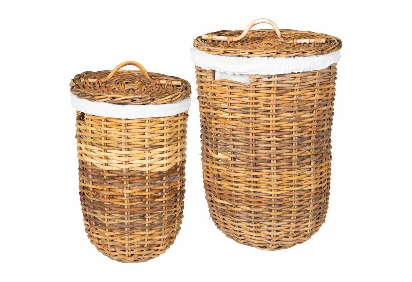 vidaXL Wäschekorb-Set 2 Stk. Kubu-Rattan mit Deckel Naturbraun - Bild 2