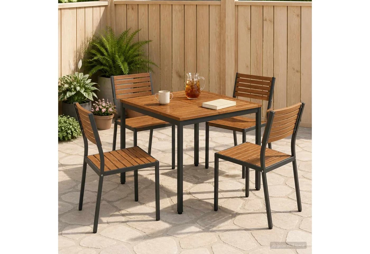 vidaXL Gartentisch Massivholz Akazie Schwarz