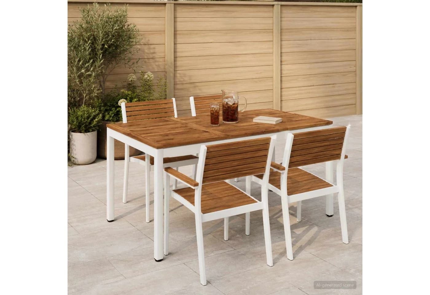 vidaXL Gartentisch Massivholz Akazie Weiß Rustikal