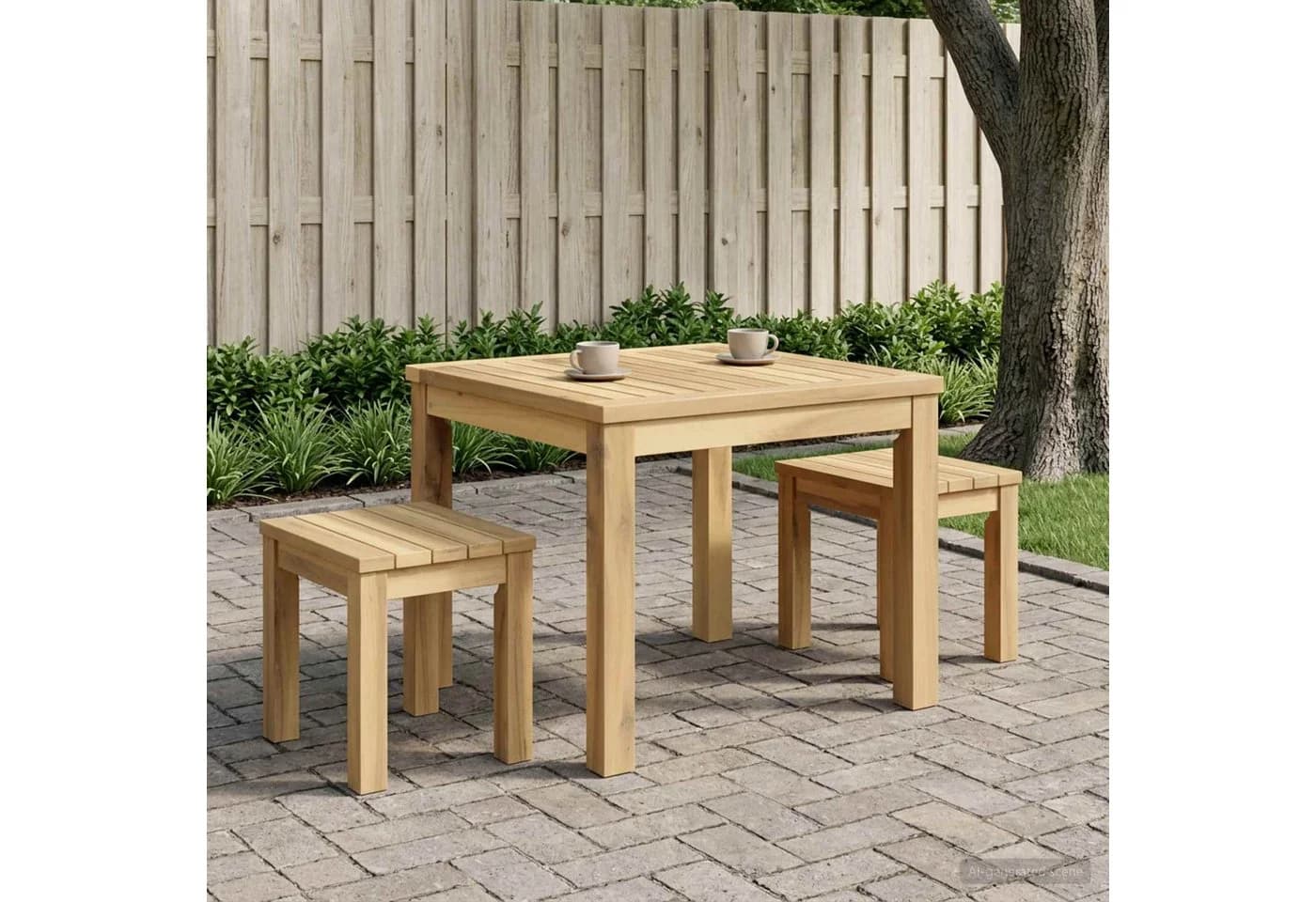 vidaXL Couchtisch Weiß Massivholz Akazie - Bild 3