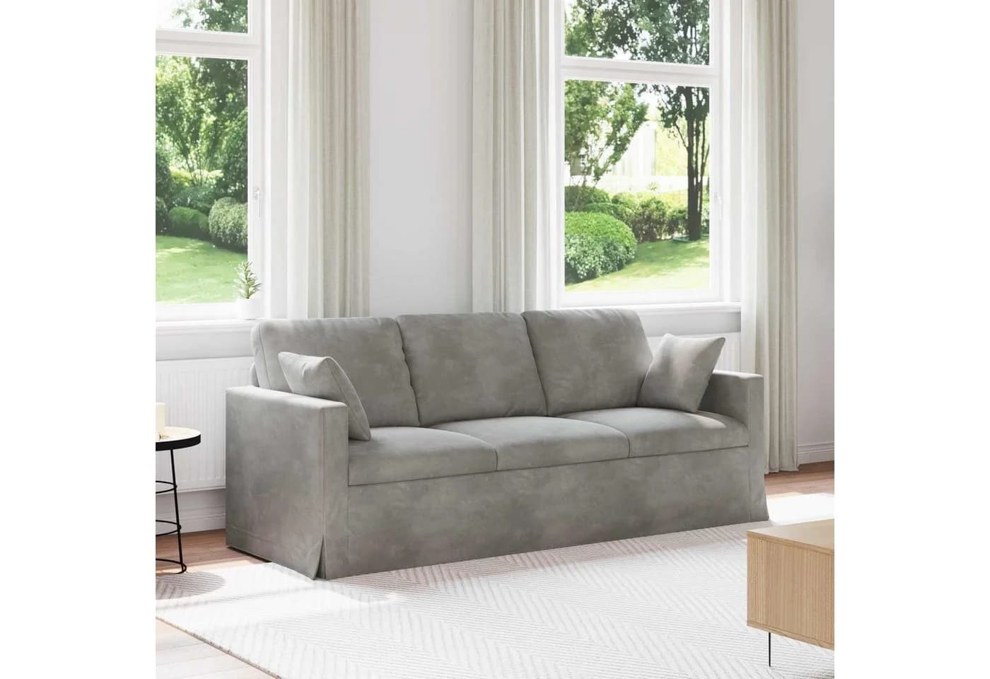 vidaXL Samt Sofa Hellgrau 198 cm Modular Ergonomisch