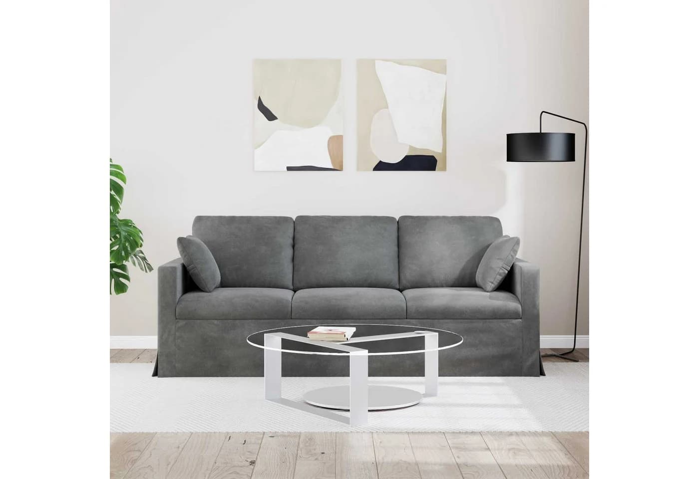 vidaXL Sofa Dunkelgrau Samt Modernes Design - Bild 3