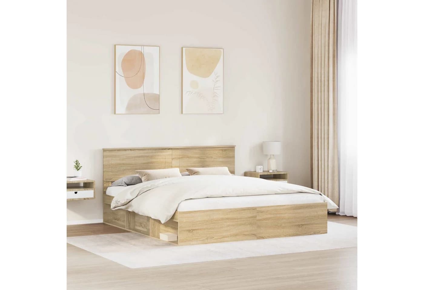 vidaXL Bettgestell mit Kopfteil Sonoma Holzwerkstoff Modern - Bild 3