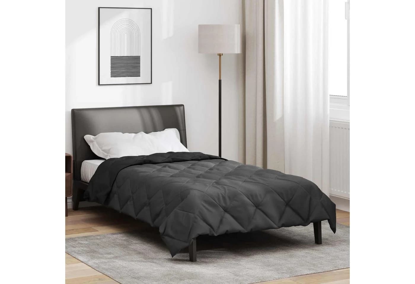 vidaXL Sommerdecke Schwarz Anthrazit Mikrofaser 200x135 cm