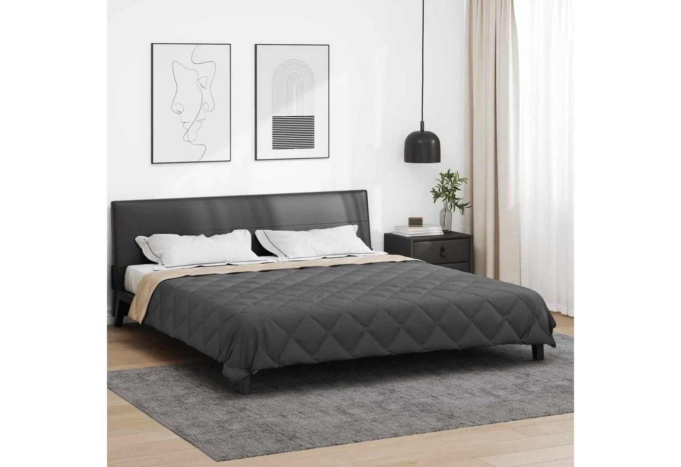vidaXL Ganzjahresbettdecke Anthrazit Taupe Mikrofaser 220x240 cm
