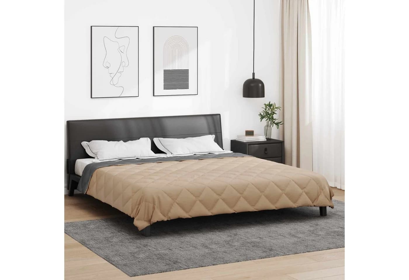 vidaXL Ganzjahresbettdecke Anthrazit Taupe Mikrofaser 220x240 cm - Bild 4