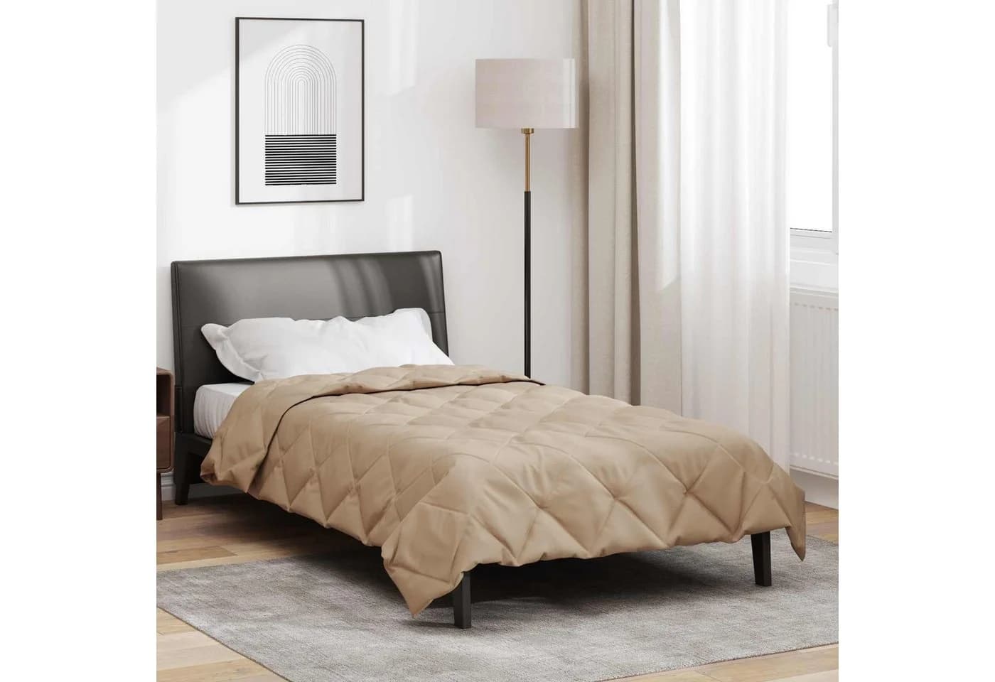 vidaXL Ganzjahresbettdecke Taupe Mikrofaser 135x200 cm