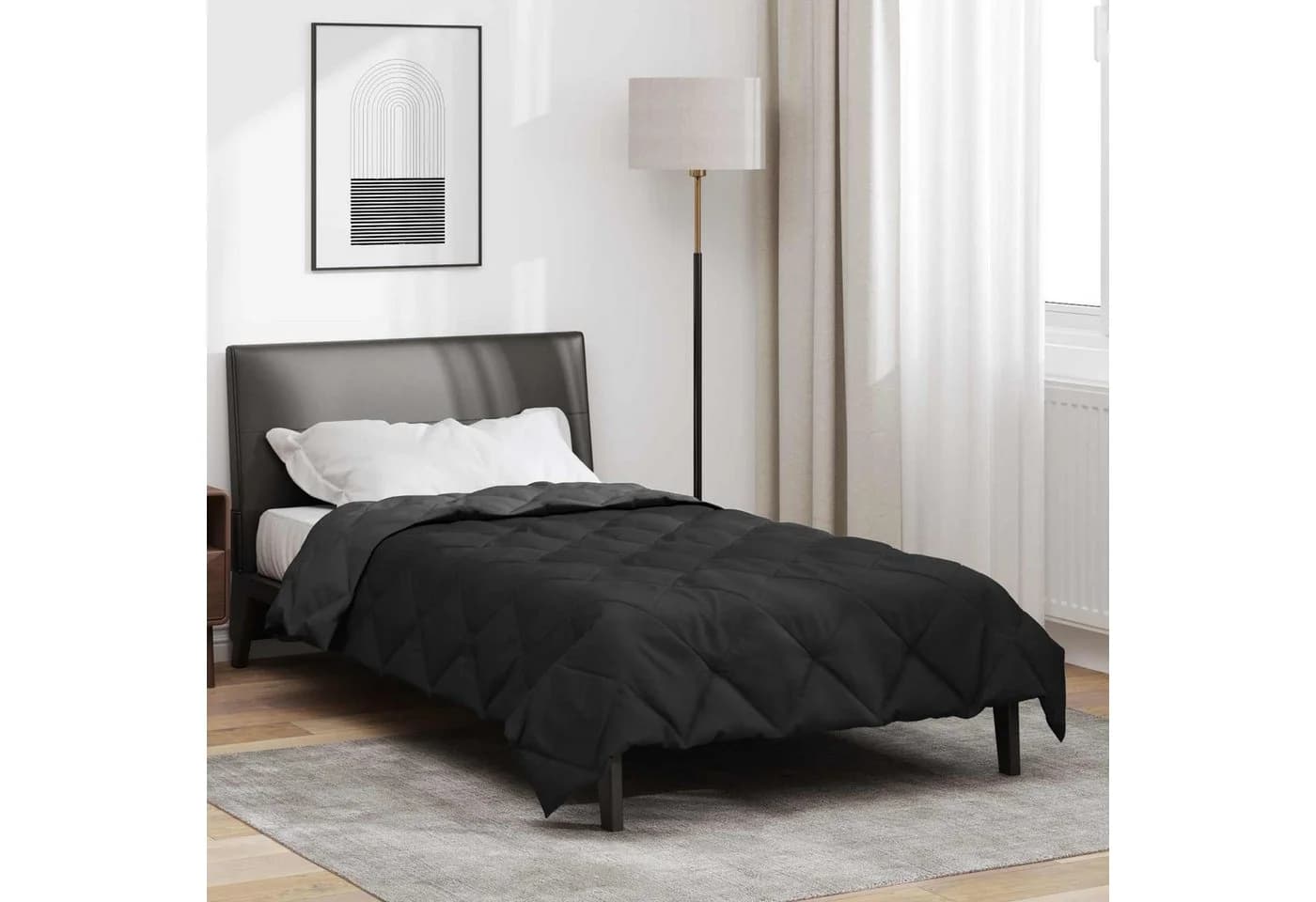 vidaXL Ganzjahresbettdecke Schwarz Anthrazit Mikrofaser - Bild 4