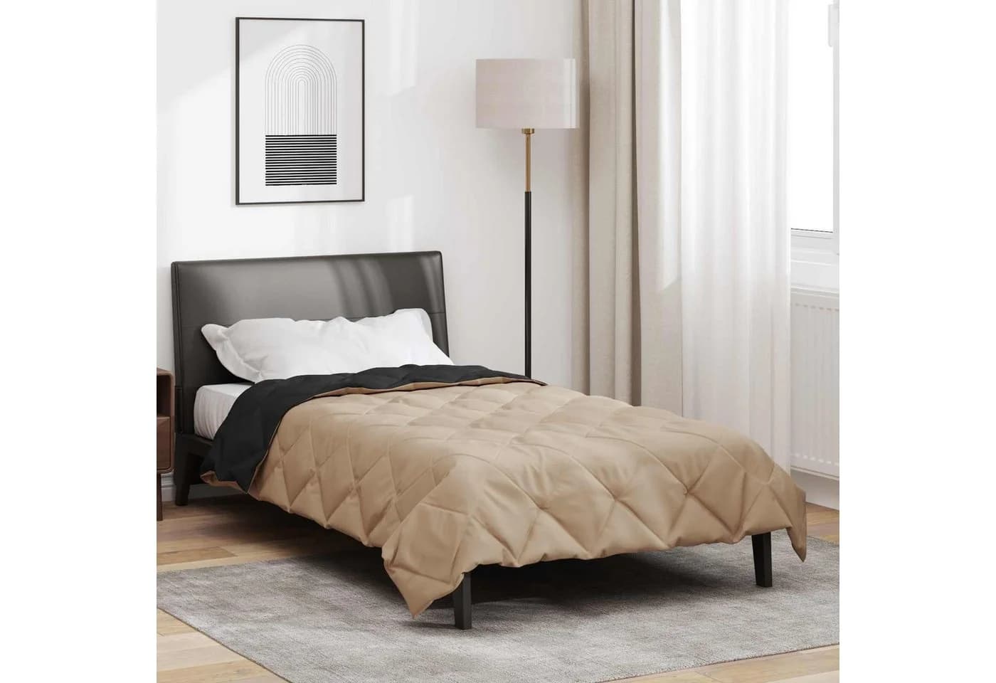 vidaXL Ganzjahresbettdecke Schwarz Taupe 135x200cm Mikrofaser - Bild 4