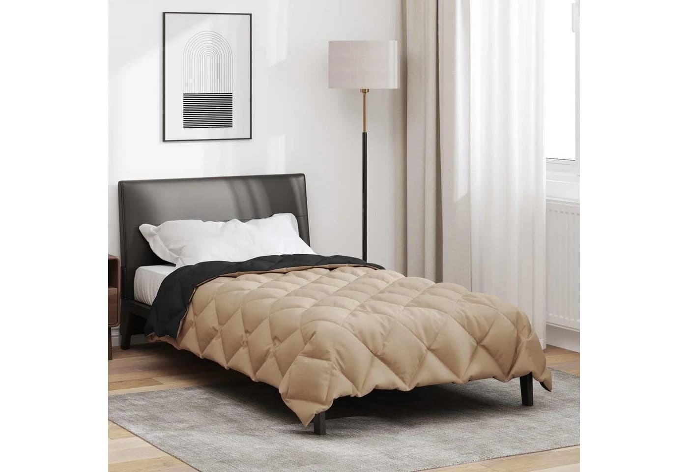 vidaXL Winterbettdecke Schwarz/Taupe Mikrofaser - Bild 4