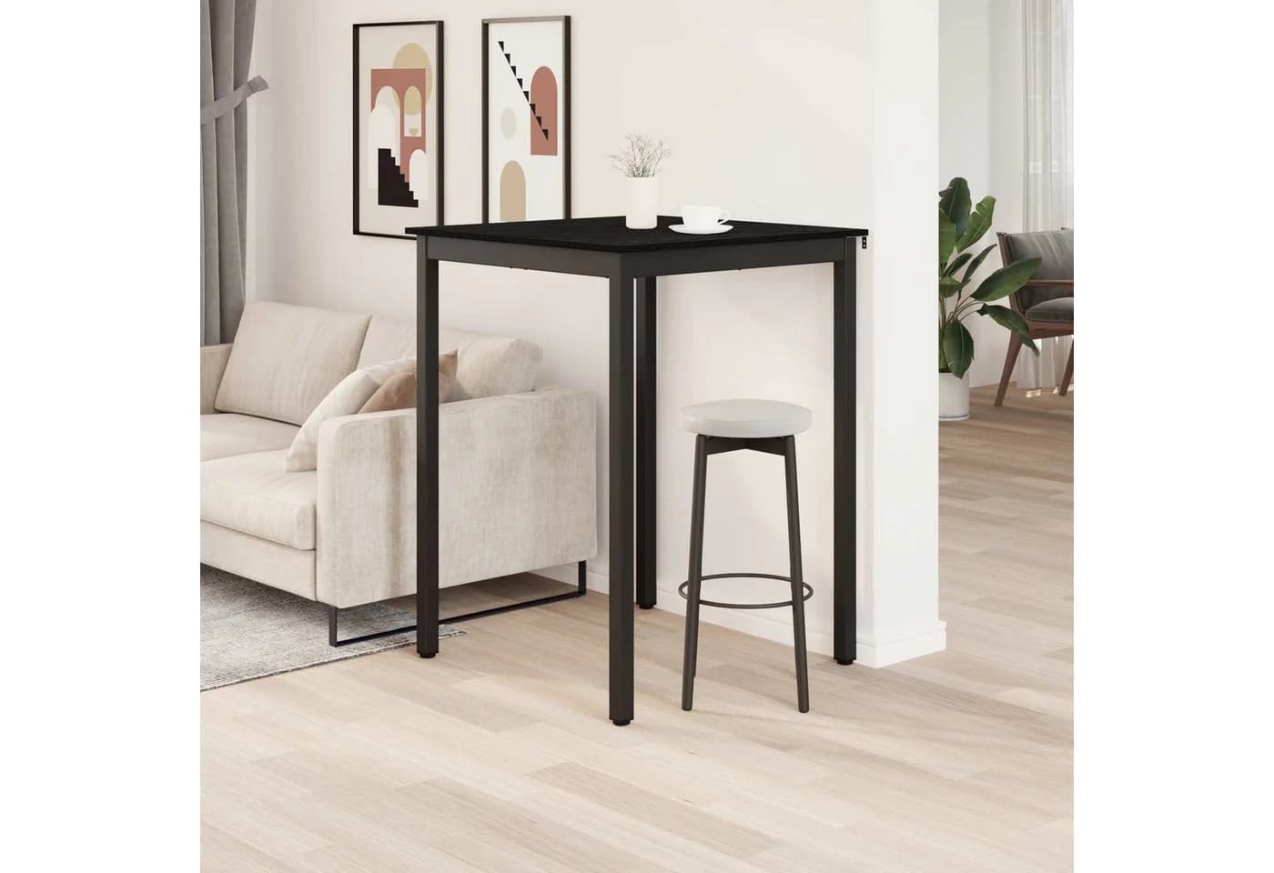 vidaXL Esstisch Stehtisch Holzwerkstoff Quadratisch Schwarz - Bild 4