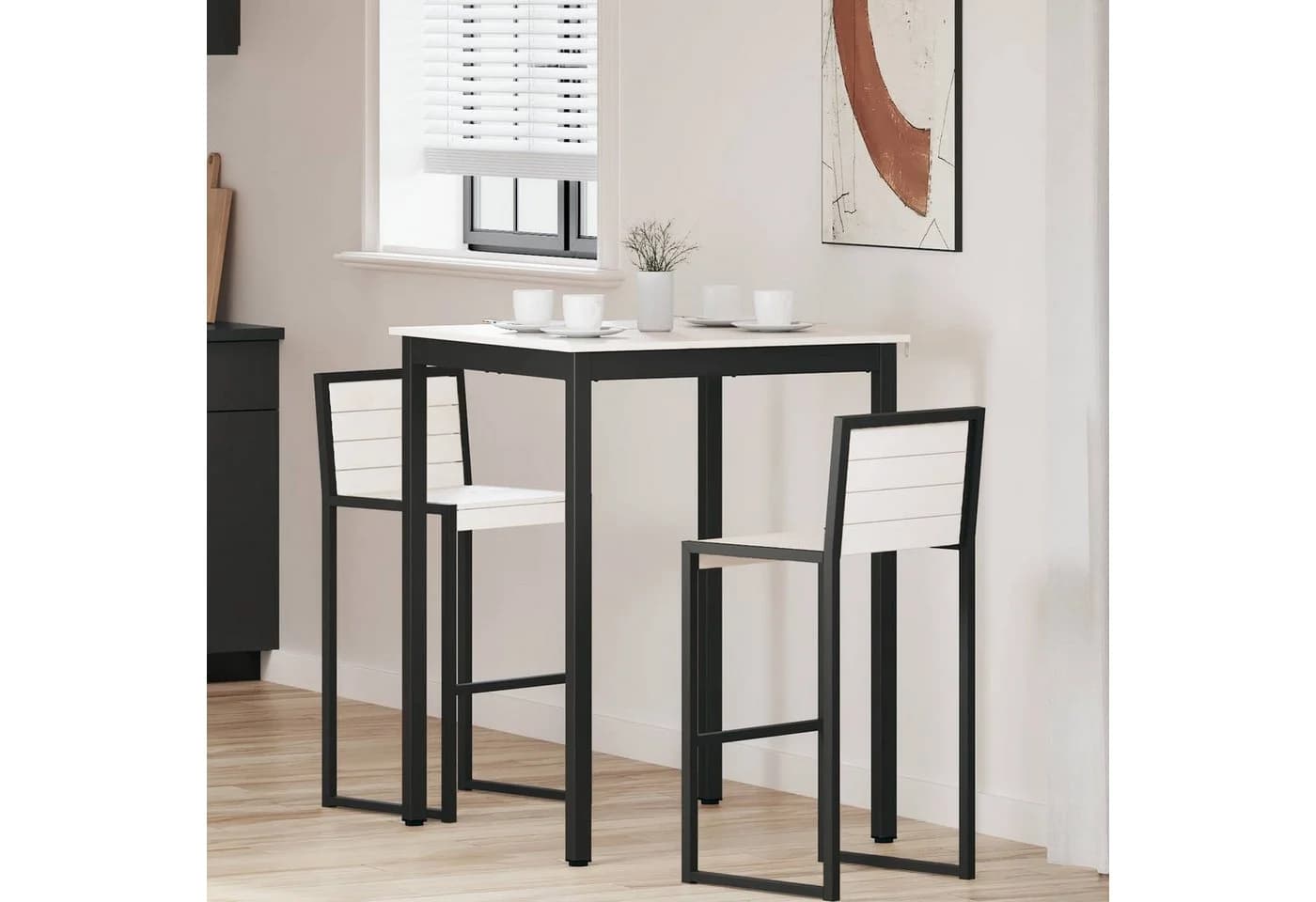 vidaXL Bartisch Weiß Massives Kiefernholz Modern