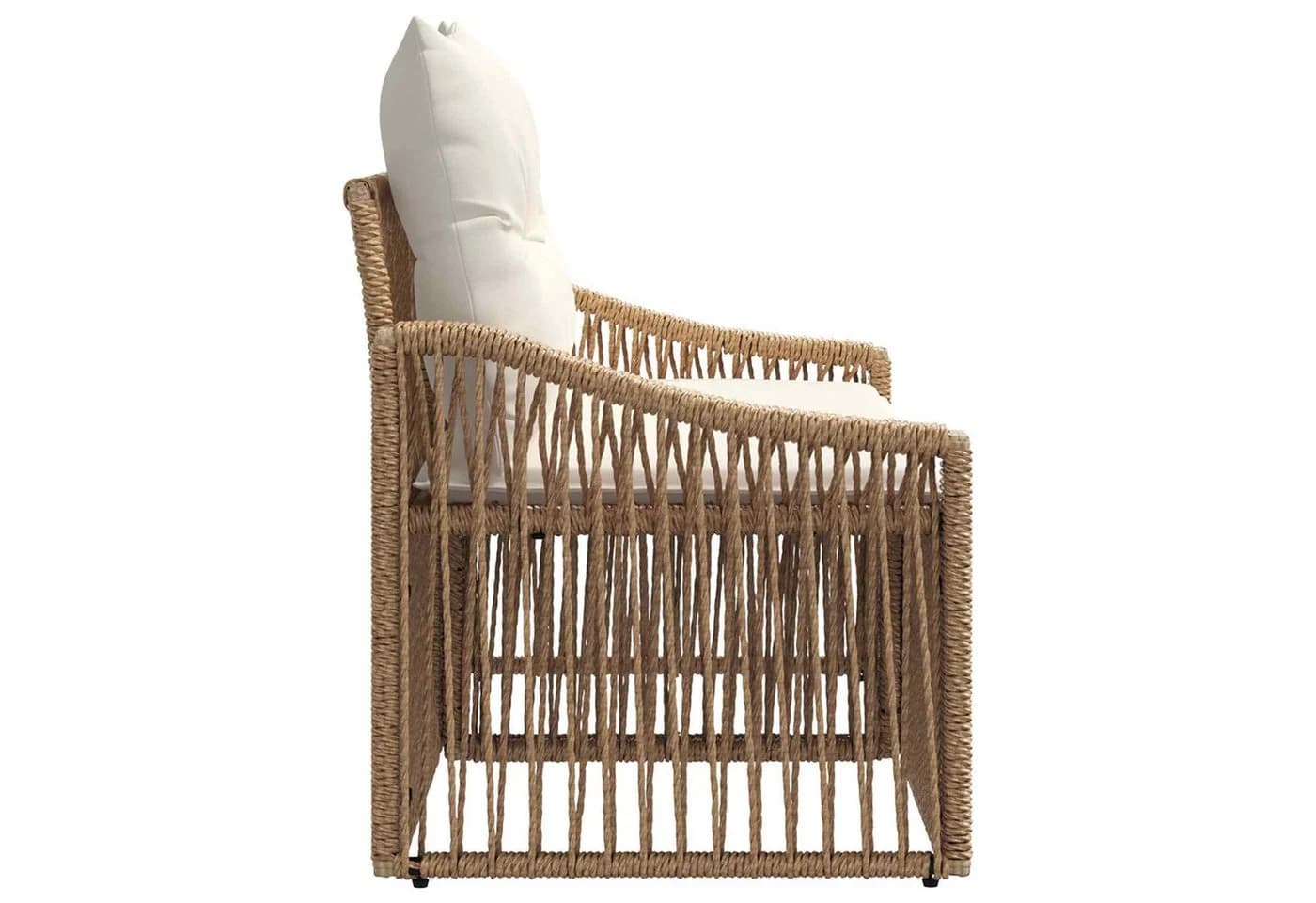vidaXL Garten-Sofa 2-Sitzer Beige Poly-Rattan mit Kissen - Bild 5