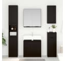 vidaXL Badezimmer-Set 3-tlg. Schwarz Eichen-Optik Holzwerkstoff Bild 1
