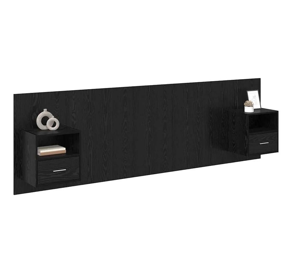 vidaXL Bettkopfteil mit Schrank 3-tlg. Schwarz Eichen-Optik Holzwerkstoff - Bild 3