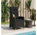 vidaXL Gartenstuhl Liegestuhl Schwarz Poly-Rattan Bild 1