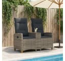 vidaXL Gartenbank Liegebank mit Tisch Grau Poly-Rattan Bild 1