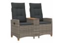 vidaXL Gartenbank Liegebank mit Tisch Grau Poly-Rattan Bild 2