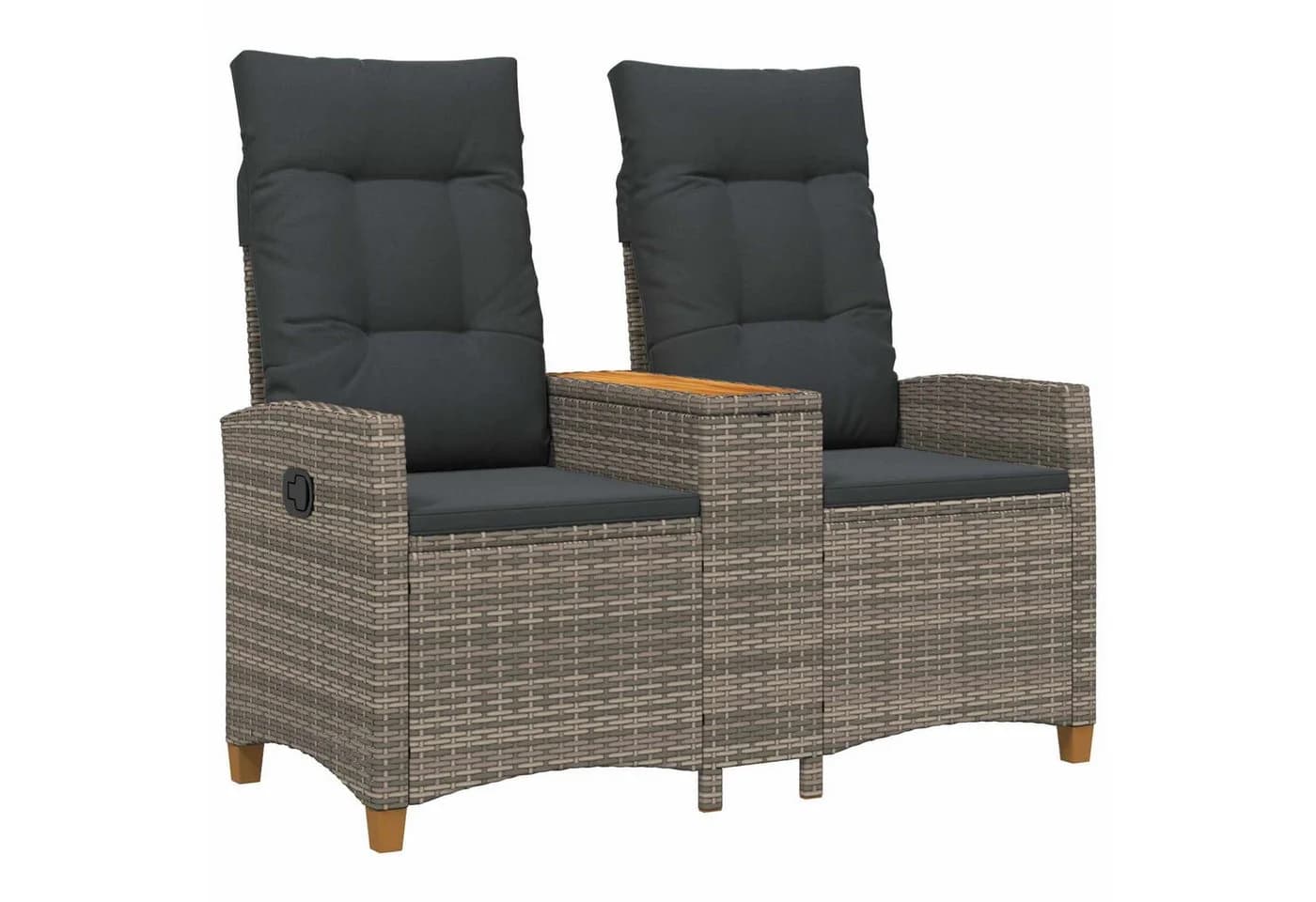 vidaXL Gartenbank Liegebank mit Tisch Grau Poly-Rattan - Bild 2