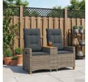 vidaXL Gartenbank Liegebank mit Tisch Grau Poly-Rattan Bild 3